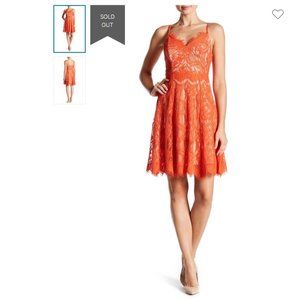 Soprano Orange Lace Skater Dress XS